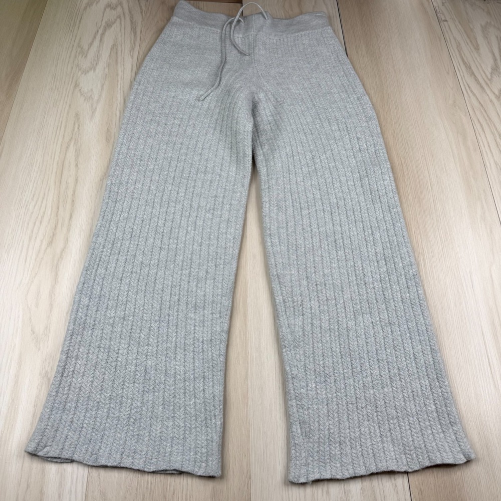 The Group By Aritzia Womens Gray Drawcord Knitted Everyday Wide Leg Pants Size S